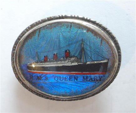 RMS Queen Mary Cunard White Star shipping line silver badge