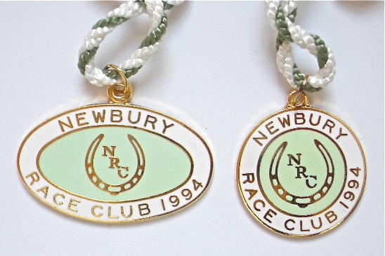 1994 Newbury horse racing club badge pair