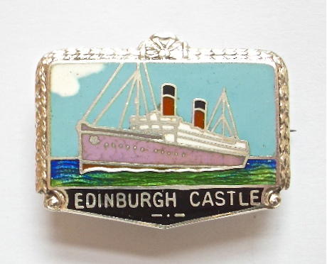 SS Edinburgh Castle shipping line 1932 hallmarked silver badge