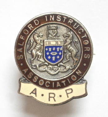WW2 ARP Salford Instructors Association air raid precaution badge