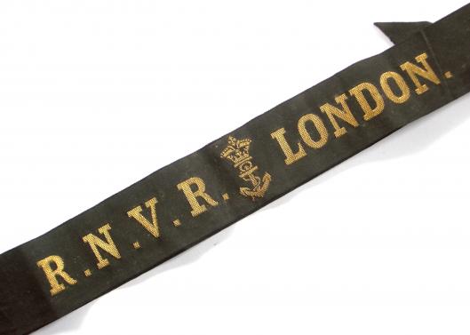 Royal Naval Volunteer Reserve RNVR London cap tally ribbon badge