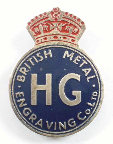 WW2 British Metal Engraving Company Ltd Home Guard Badge