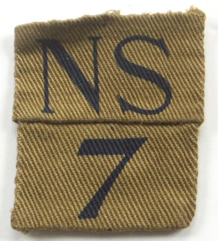 WW2 Home Guard NS 7 Uttoxeter North Stafford cloth designation badge