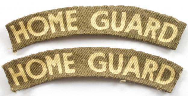 WW2 Home Guard pair of printed cloth shoulder title badges
