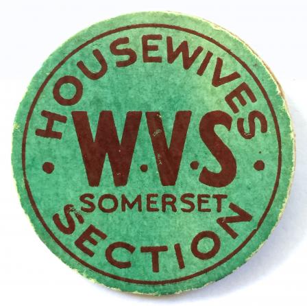 WVS Housewives Somerset Section wartime economy cardboard badge