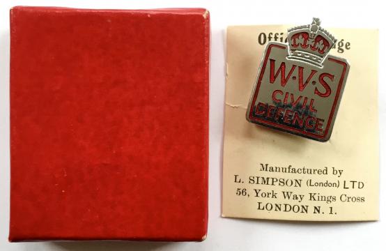 WW2 WVS Civil Defence home front badge in original box