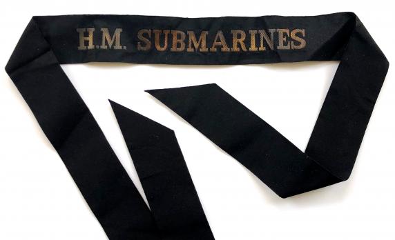 Royal Navy H.M.Submarines cap tally ribbon hat band circa 1940s