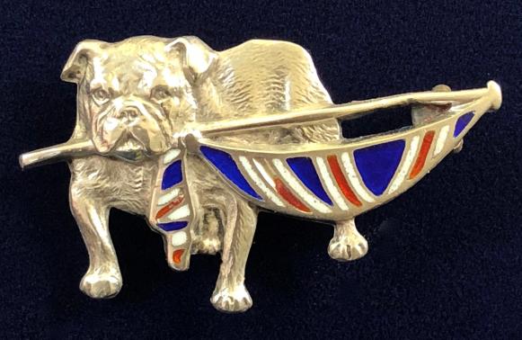 WW1 British Bulldog Union Jack Flag patriotic silver badge