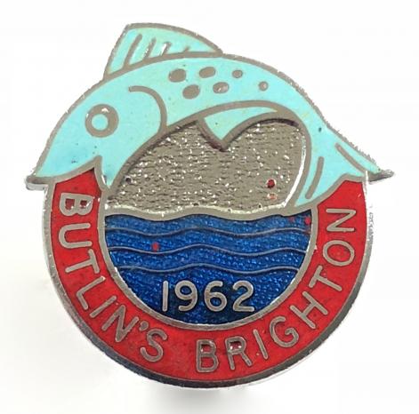 Butlins 1962 Brighton holiday camp leaping fish badge