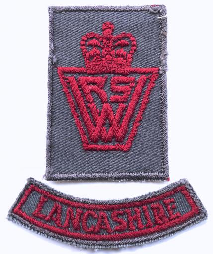 WRVS Womens Royal Voluntary Service Lancashire County cloth uniform badges