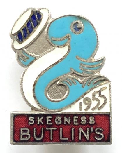 Butlins 1955 Skegness holiday camp badge fish with boater hat
