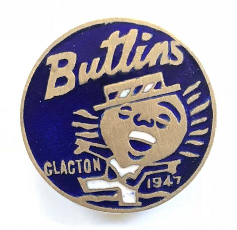 Butlins 1947 Clacton singing camper badge blue and white stripe hatband