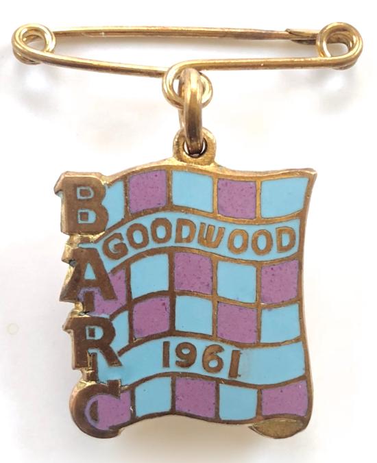 1961 British Automobile Racing Club BARC Goodwood pin badge
