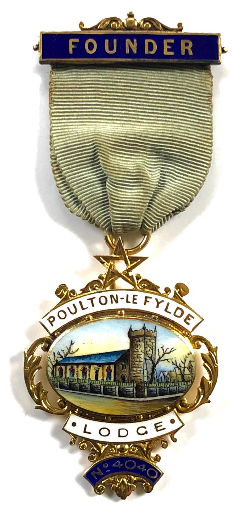 Poulton le Fylde Lodge No 4040 Masonic Founder's Jewel 1919 silver medal