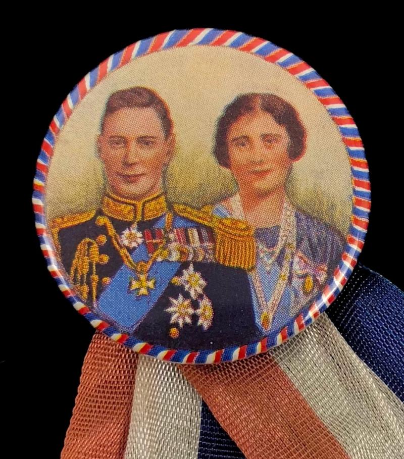 King George VI & Queen Elizabeth 1937 Coronation tin button badge