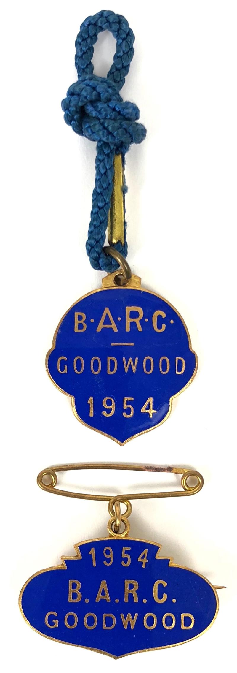 1954 British Automobile Racing Club BARC Goodwood pair of badges