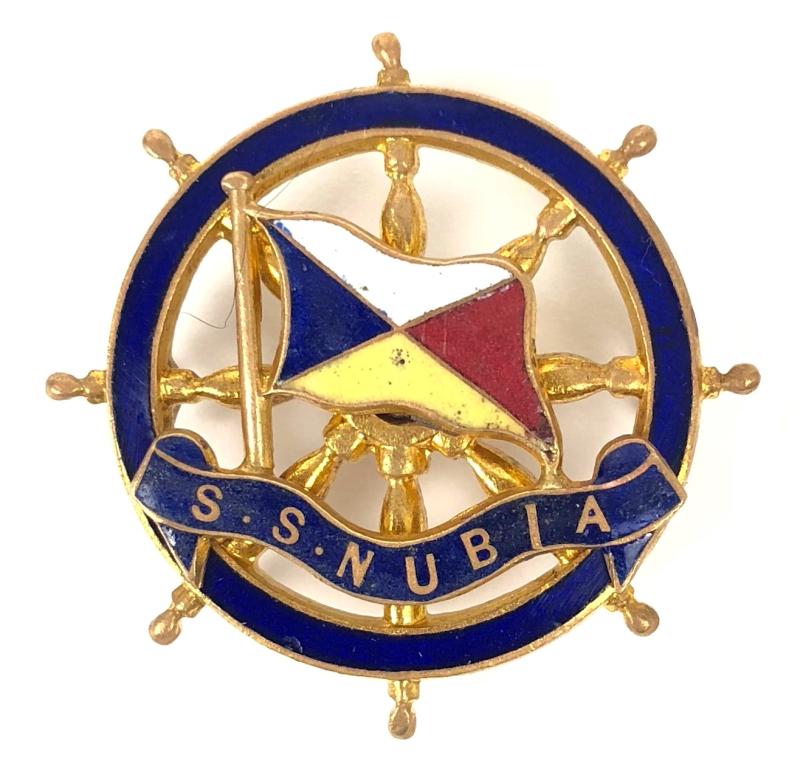 S.S. Nubia P&O shipping line ships wheel badge 1895 to 1915