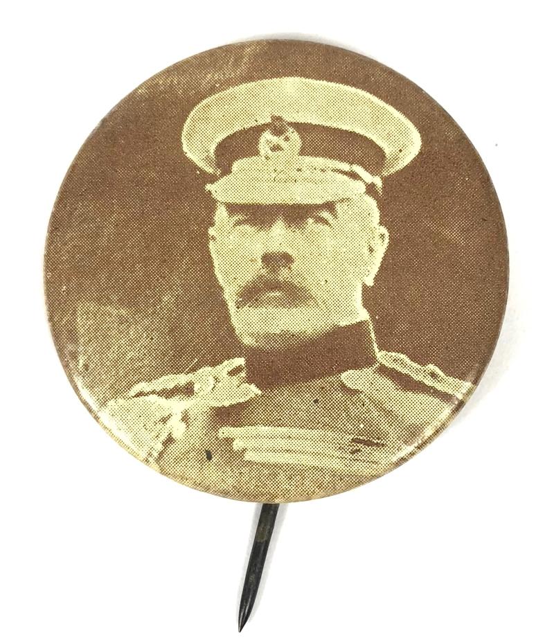 WW1 Lord Kitchener photographic image celluloid fundraising pin badge