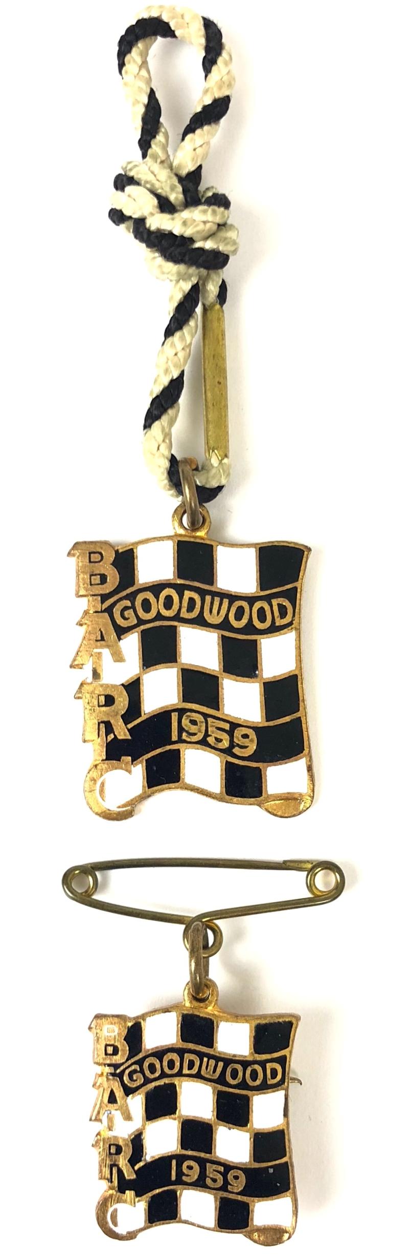 1959 British Automobile Racing Club BARC Goodwood pair of badges