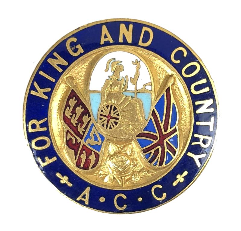 Association of Conservatives Clubs A.C.C For King And Country Badge