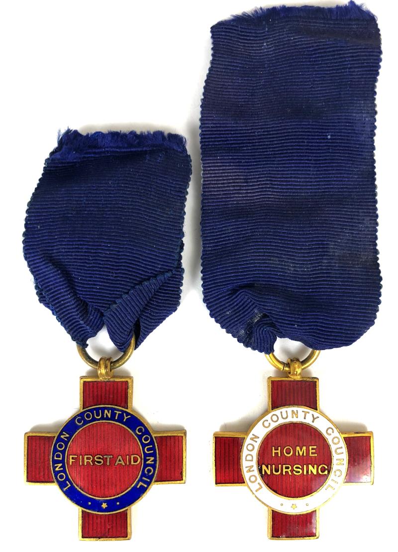London County Council 1913 LCC First Aid & Home Nursing Pair of Medals