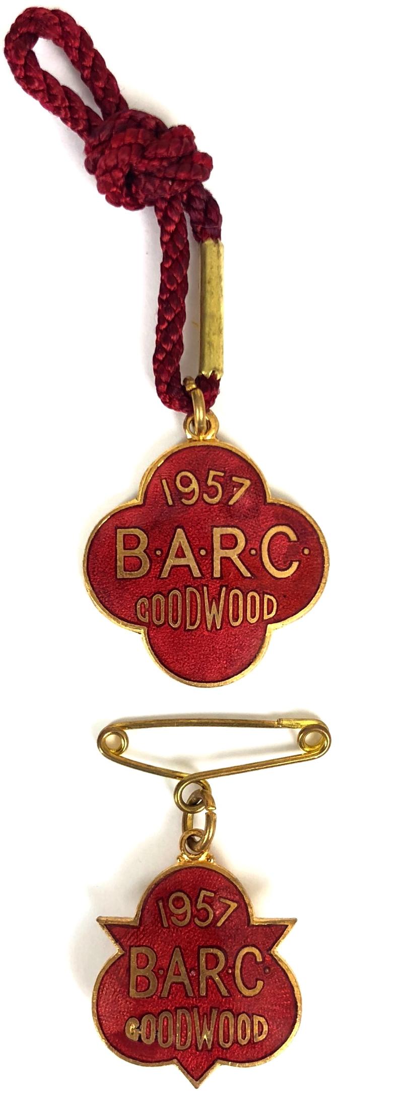 1957 British Automobile Racing Club BARC Goodwood pair of badges