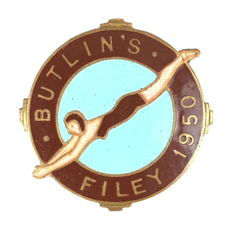 Butlins 1950 Filey holiday camp deco girl diver badge